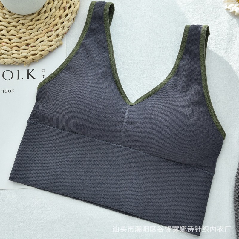 Áo Ngực Thể Thao Nữ Không Đường May Có Đệm Ngực Chống Tuột Bằng cotton