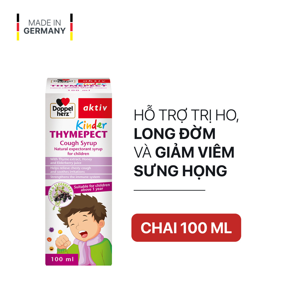 [TPCN Nhập Khẩu] Siro Ho cho bé Doppelherz Aktiv Kinder Thymepect Cough Syrup (Chai 100ml)