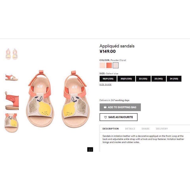 Sandal H&M táo lê