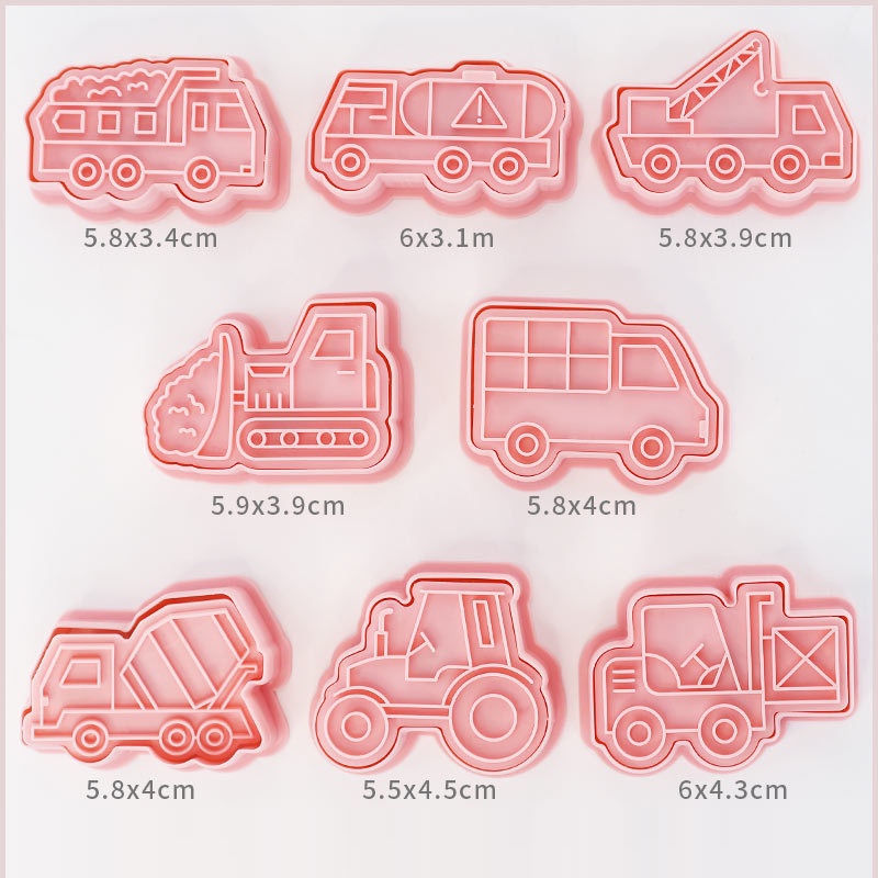 Set 8 Khuôn Làm Bánh Quy Tạo Hình Xe Công Trường Dễ Thương