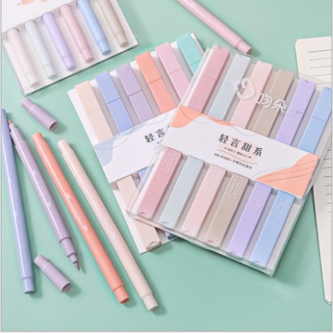 Bút highlight bút đánh dấu bút dạ quang màu pastel siêu xinh xắn, đáng yêu