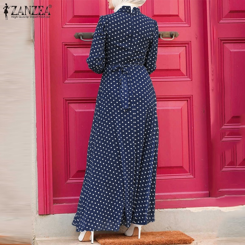 Zanzea Đầm Maxi Họa Tiết Chấm Bi Phong Cách Bohemian Thời Trang Cho Nữ