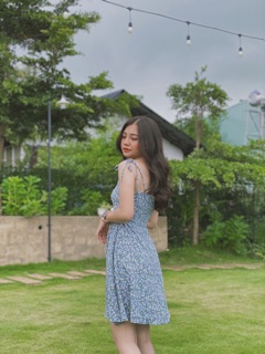 Đầm 2 dây nơ hoa