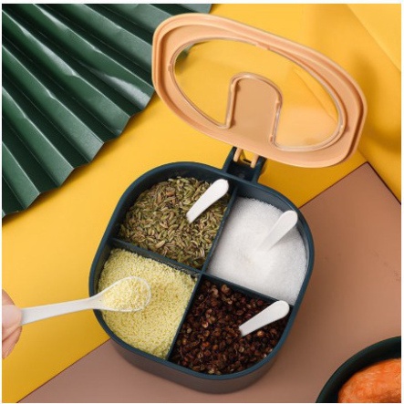 Hộp, Hũ Đựng Gia Vị 4 Ngăn Có Nắp Đậy Vệ Sinh Hàng Cao Cấp Siêu Bền.ĐTBX