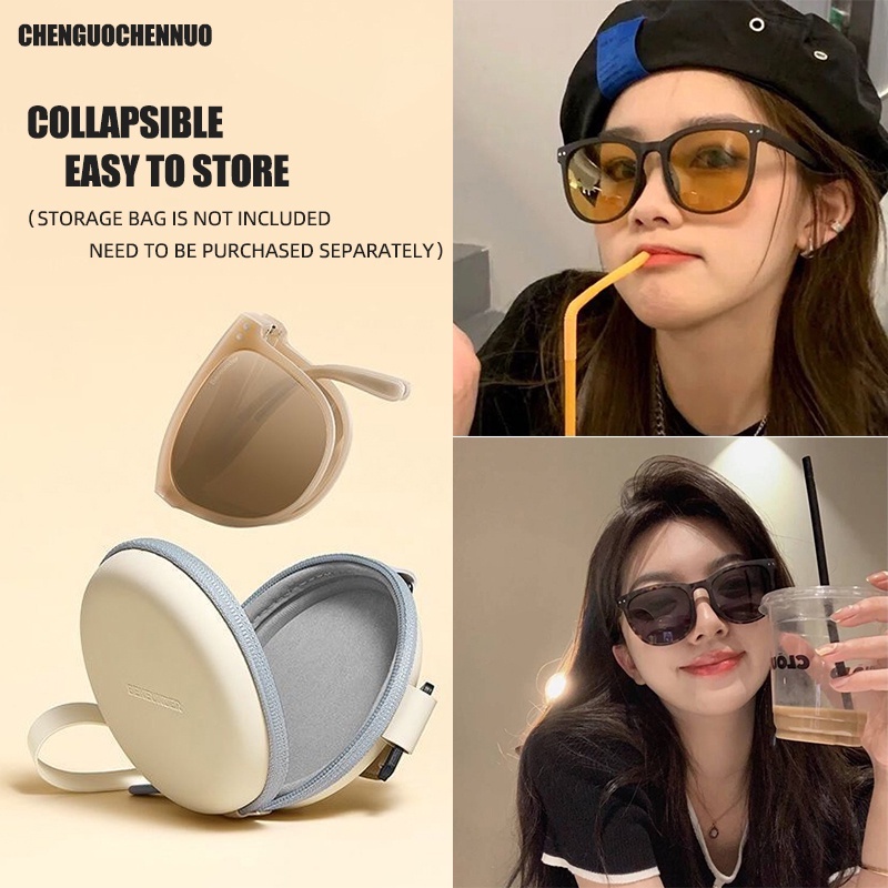 Mắt kính mát gấp gọn kèm bao da sang trọng phong cách hàn quốc cho nữ