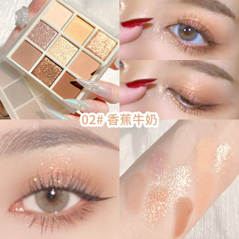 Xixi Bảng phấn mắt chín màu lì thích hợp cho người mới bắt đầu màu sữa taro tông đất | BigBuy360 - bigbuy360.vn