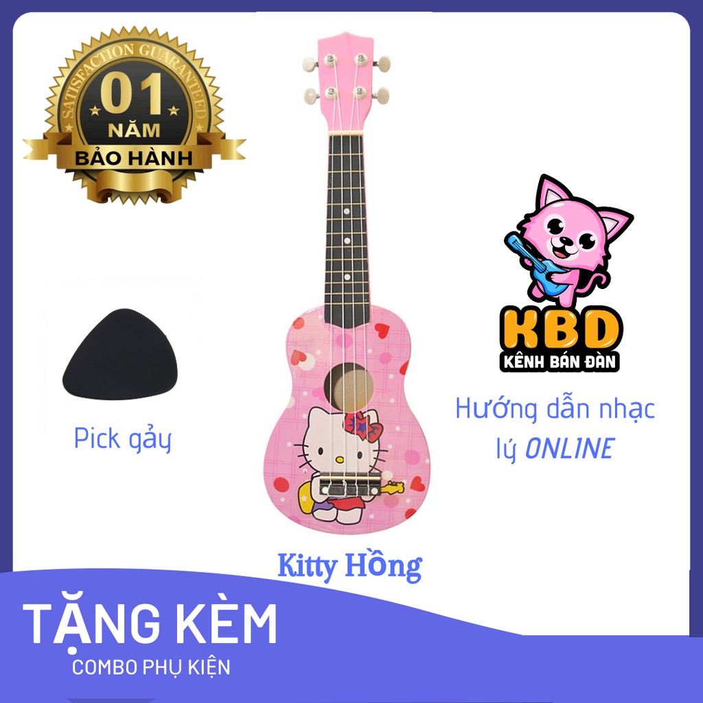 Đàn Ukulele soprano màu trơn KBD 33A15-HD (Hồng đậm)