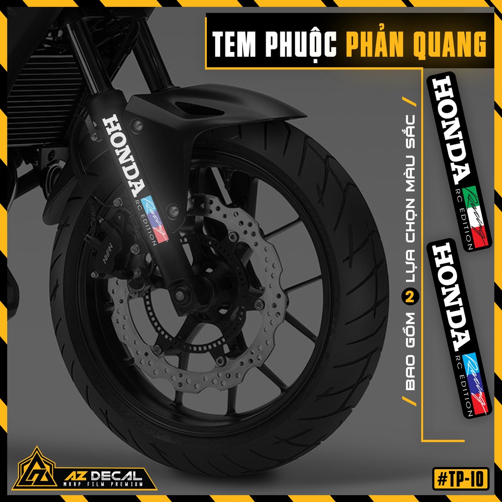 Decal Dán Phuộc Trước Xe Máy, Xe Điện Honda RC Edition | TP10 | Tem Phản Quang Chống Nước, Bền Màu