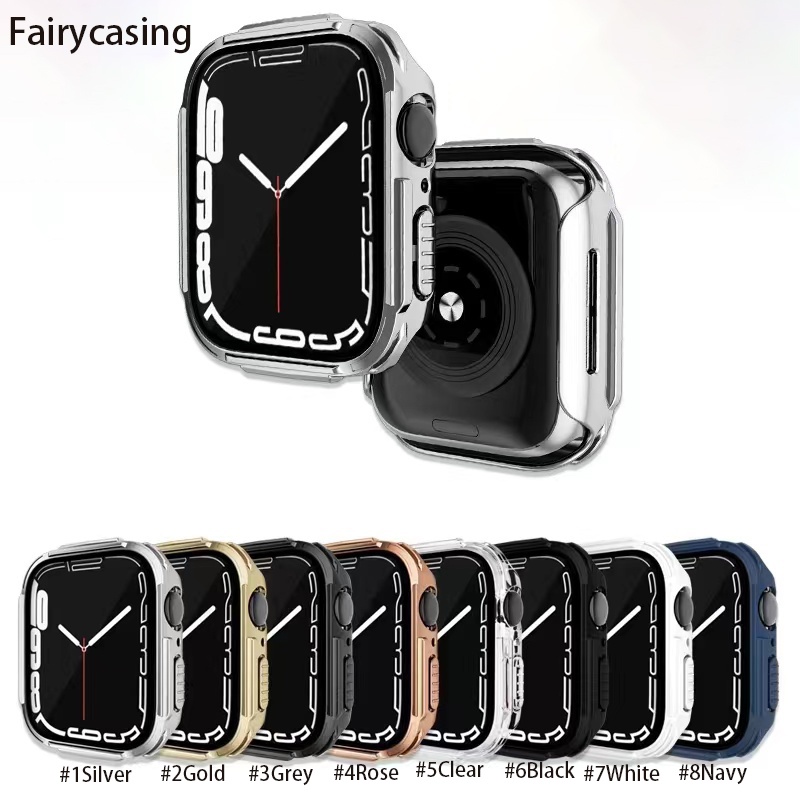 Ốp Bảo Vệ Màn Hình Đồng Hồ Bằng Hợp Kim Nhôm Cho Apple Watch Series 7 6 SE 5 4 3 2 1
