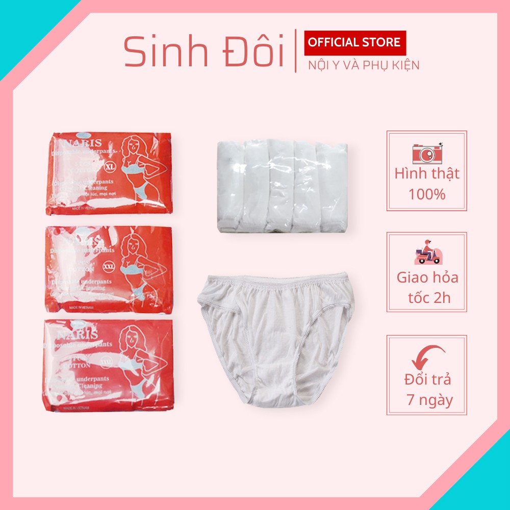 Combo 6 quần lót nữ cotton dùng 1 lần (quần giấy) cao cấp mềm mại thoáng mát đi du lịch, công tác size từ 45kg-70kg