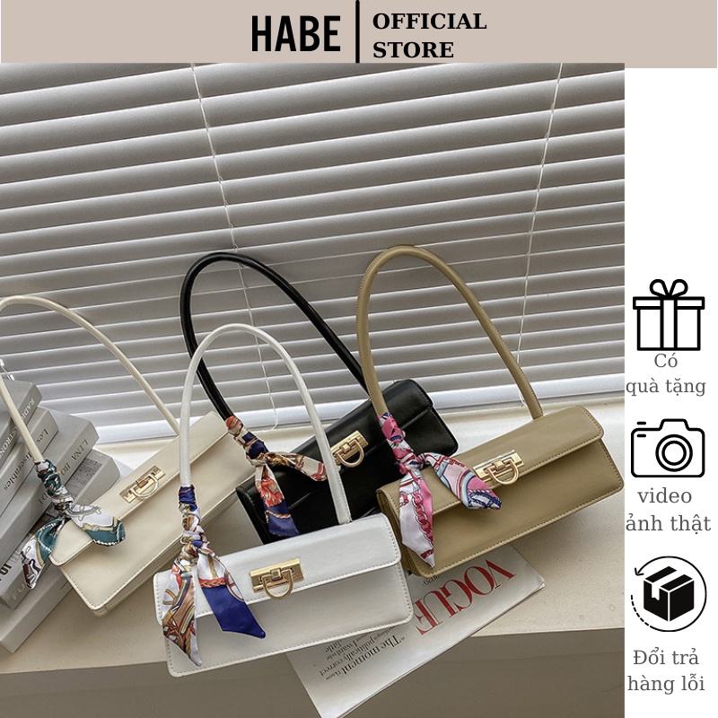 Túi đeo vai,kẹp nách đẹp cao cấp kiểu Pháp sang trọng kèm khăn HABE