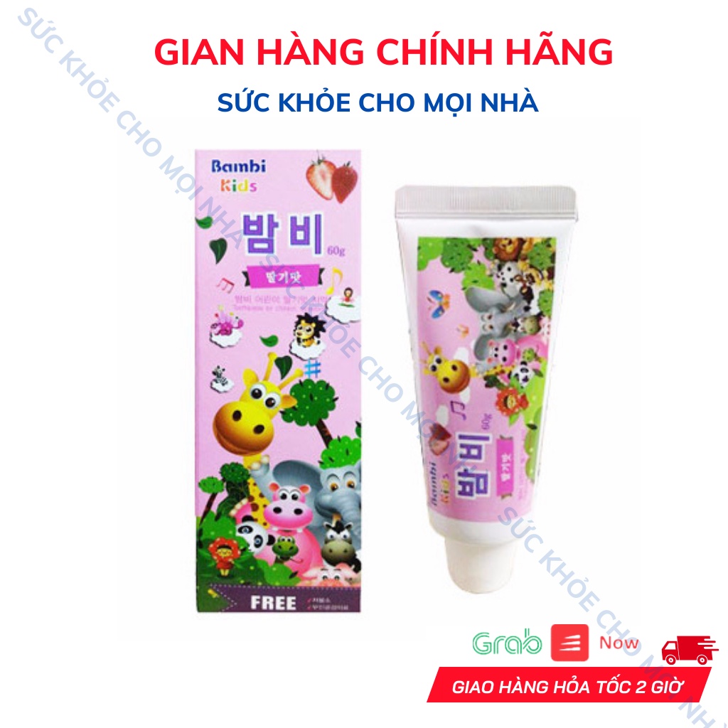 Kem Đánh Răng Hàn Quốc Bambi Dành Cho Trẻ Em Vị Dâu.Tuýp 60g