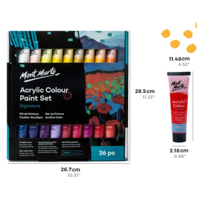 Màu Acrylic Mont Marte 18/24/36/48 x 36ml, Mont Marte Signature Acrylic Paint Set-Dụng cụ vẽ Tâm Tâm