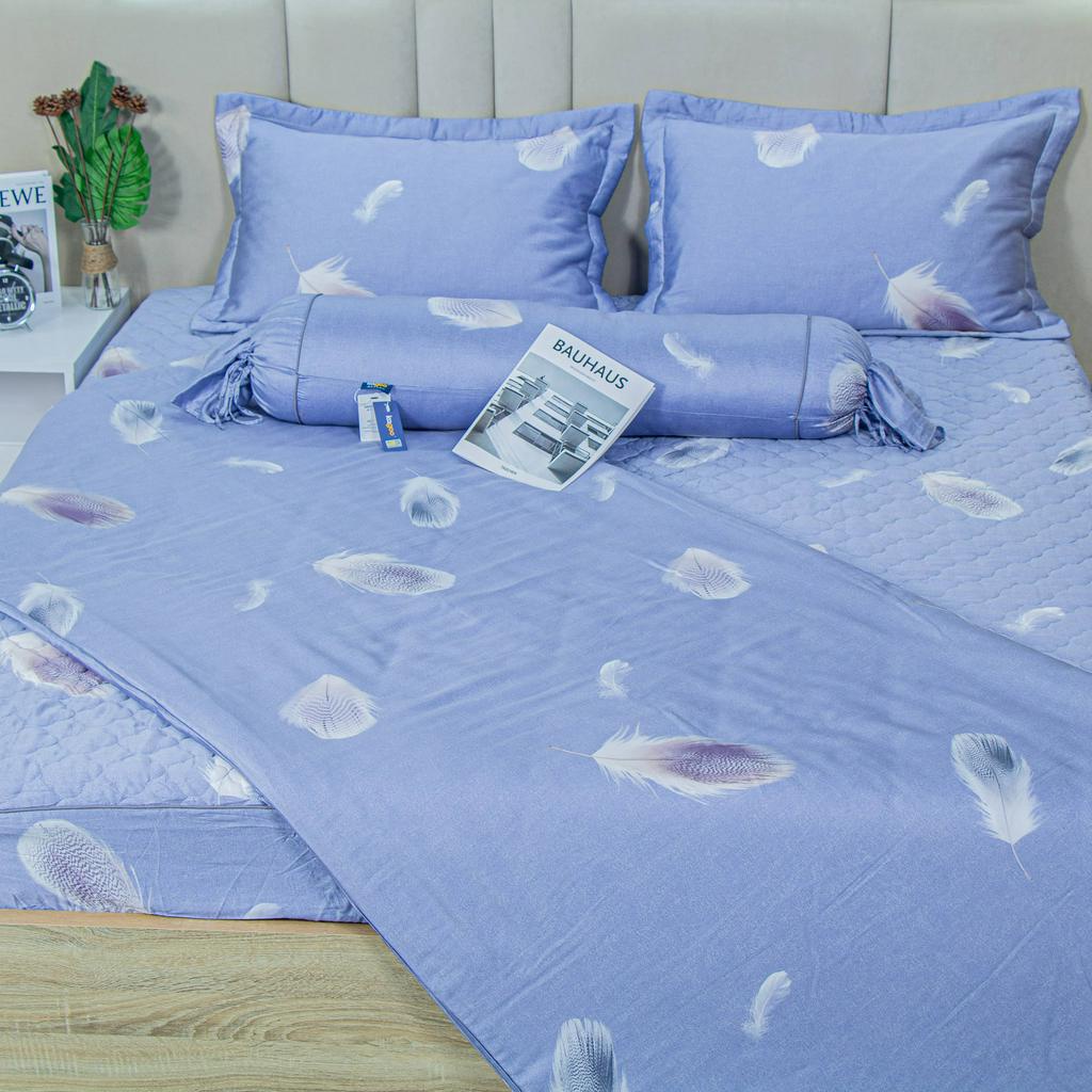 Bộ chăn ga gối Tencel 40S cao cấp Hoạ tiết Bồ Công Anh Kagoo nhập khẩu Nhật Bản 5 món nhiều size Nệm M6 M8 2M