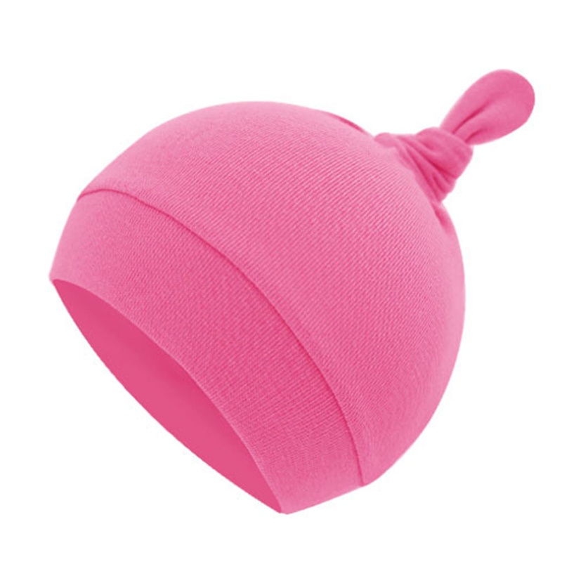 Mũ Trùm Đầu Bằng Cotton Mềm Mại Màu Trơn Thắt Nút Dễ Thương Cho Bé Sơ Sinh