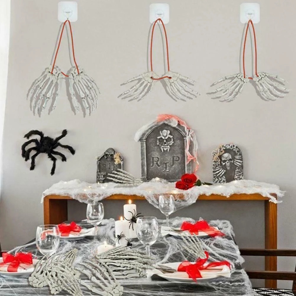 Bộ Xương Bàn Tay Kinh Dị / Đầu Lâu Kinh Dị Treo Trang Trí Tiệc Halloween