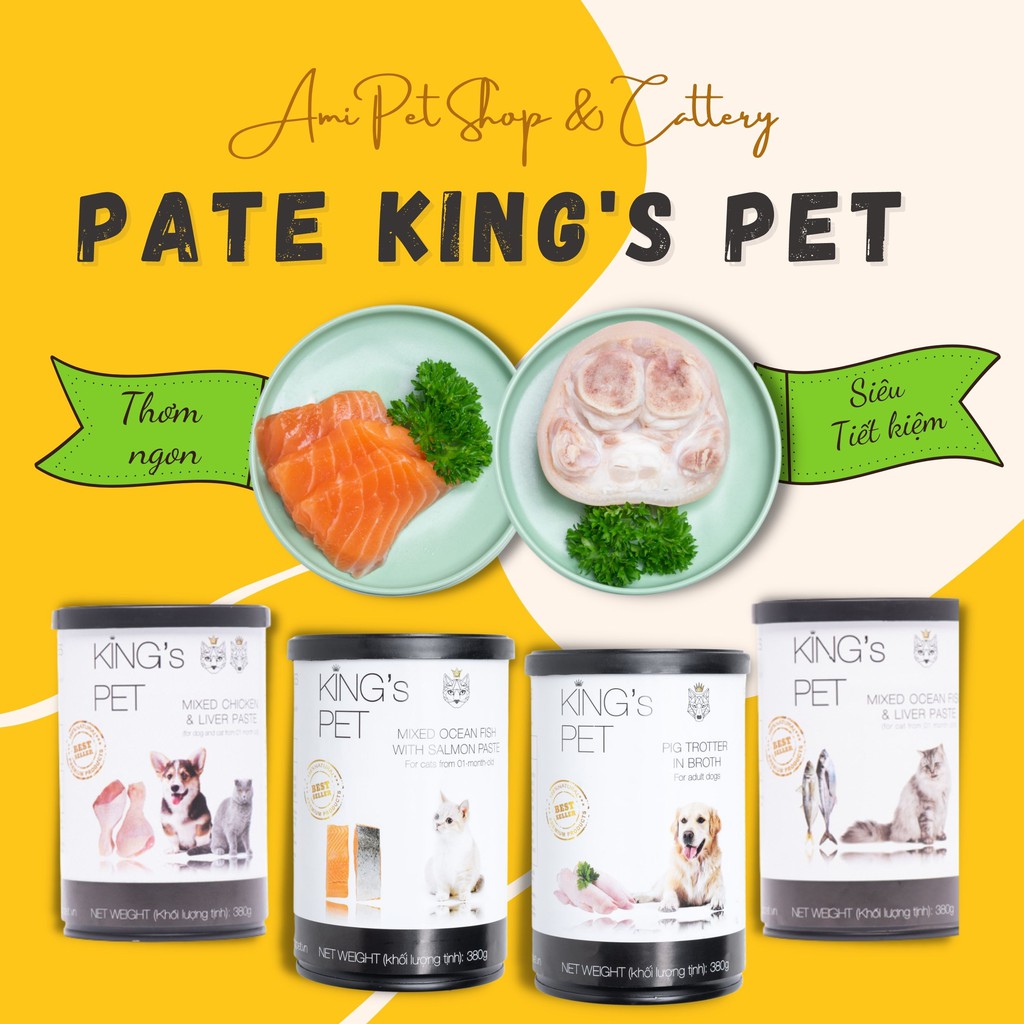 NEW Pate King’s Pet lon 380g thức ăn cho cún và mèo - Ship Hoả tốc Miền Tây Nam Bộ