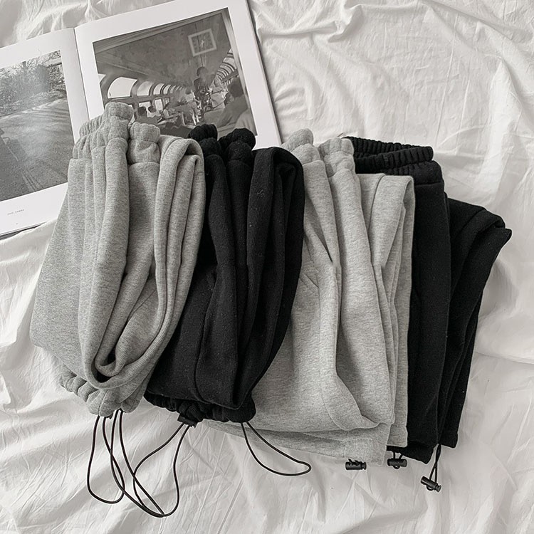 Quần Dài Nữ Jogger Vải Nỉ Ống Rộng Bo Ống Simple Cạp Chun Vải Nỉ Bông Êm Ái - MSP B03