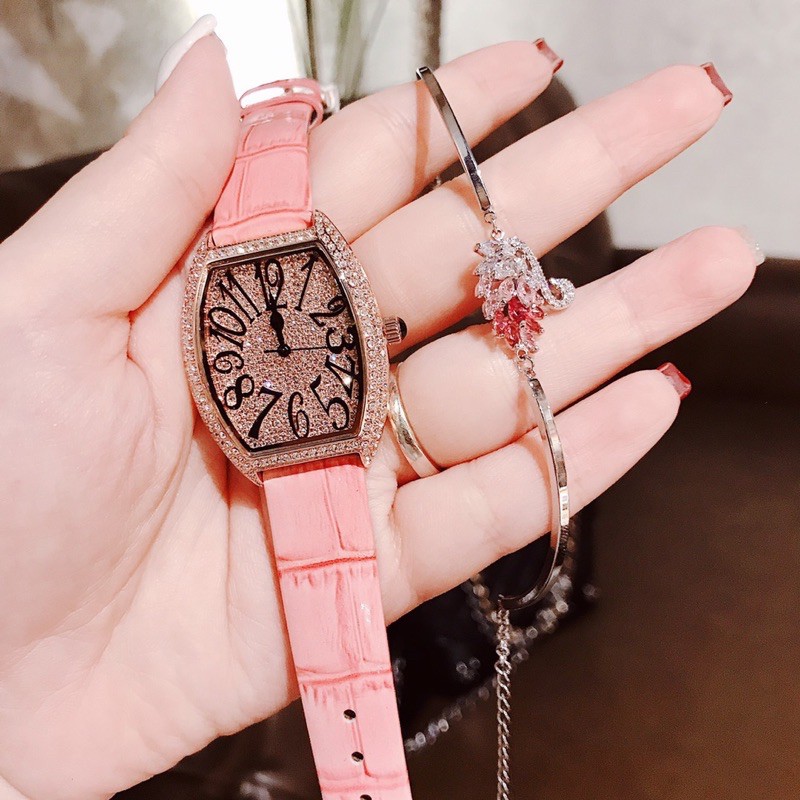 Set đồng hồ nữ Swarovski Ombre Hồng phấn .
