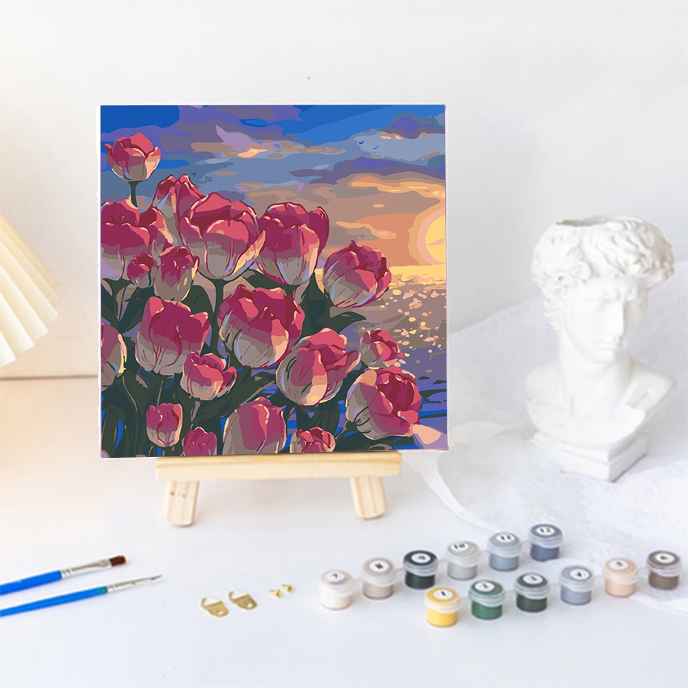 Bộ Tranh Sơn Dầu DIY Hình Hoa Cỡ Nhỏ 20*20/30*30cm