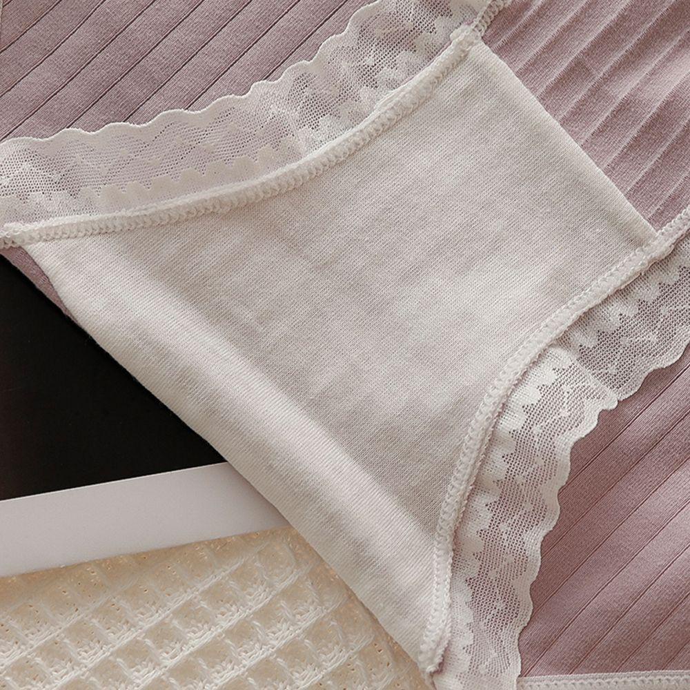 Quần Lót Lưng Vừa Thoáng Khí Màu Sắc Ngọt Ngào Phong Cách Nhật Bản Cho Nữ