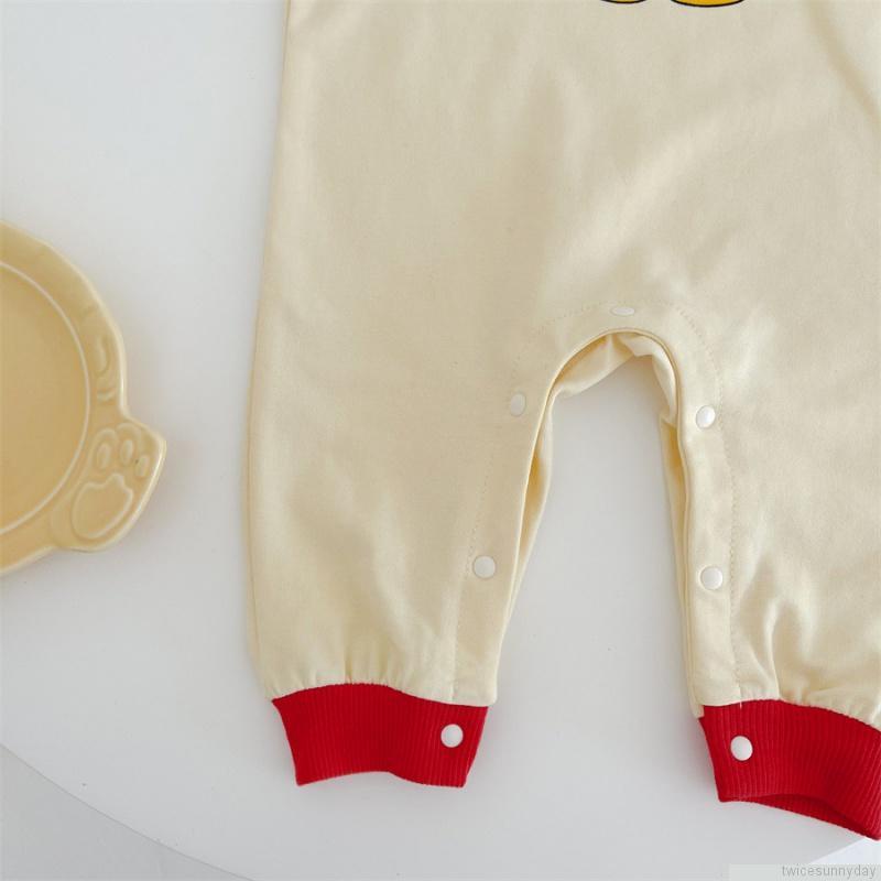 Bộ áo liền quần in họa tiết hoạt hình + mũ thời trang cho bé sơ sinh