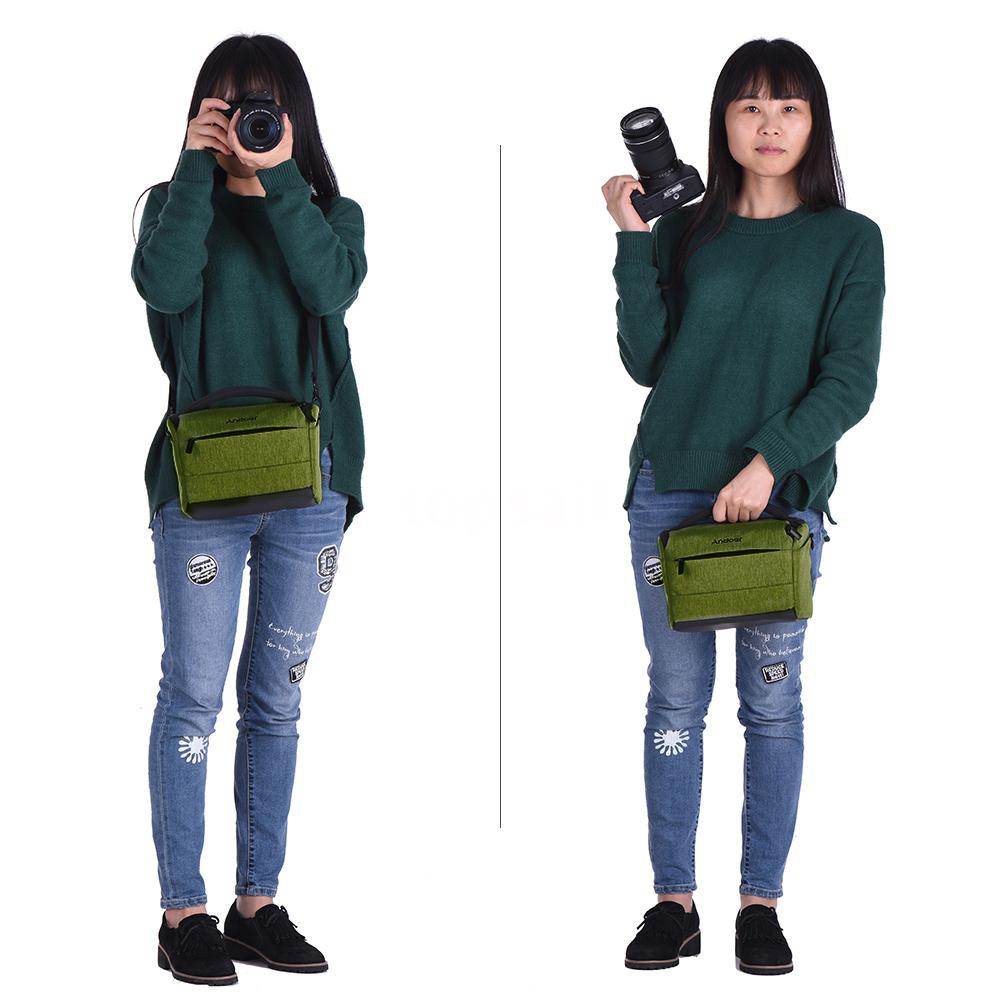 ☪Top☪ Andoer Cuboid-shaped DSLR Camera Shoulder Bag Portable Fashion Polyester Camera Case for 1 Camera 2