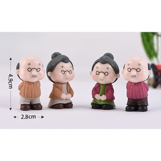 Tượng chibi ông bà trang trí mô hình, tiểu cảnh