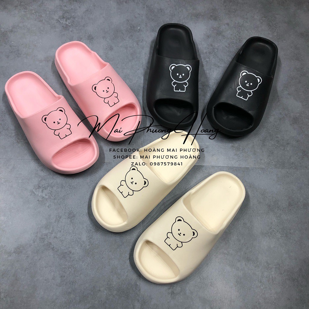 Dép bánh mì gấu dép quai ngang in hình gấu BEAR siêu xinh cute M02