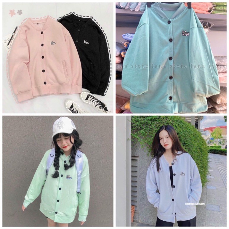 [Video Thật]Áo Khoác Nỉ Cardigan Ulzzang Thêu Cún Cực Xinh Form Rộng