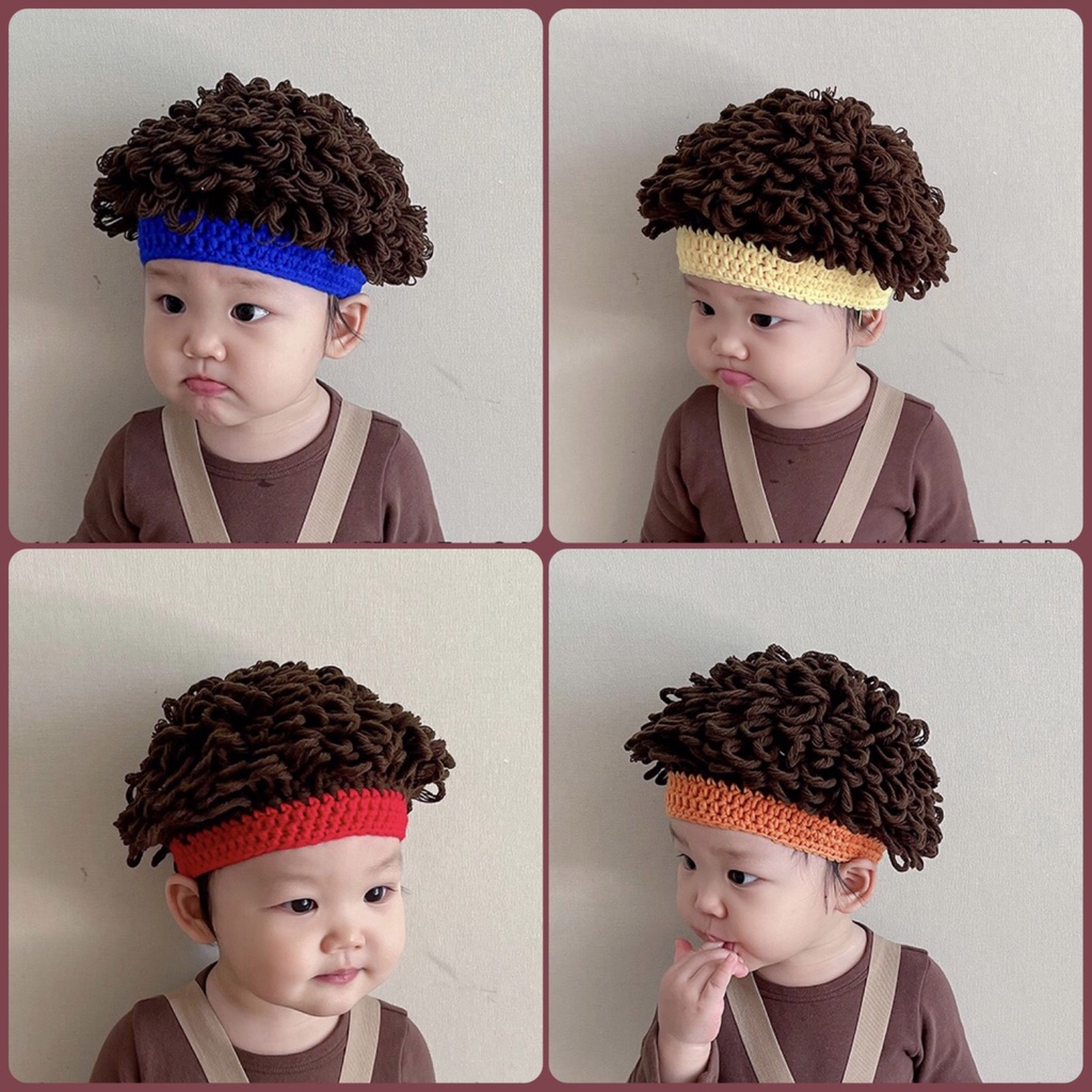 Mũ tóc xoăn bé trai, headband tóc giả cho bé 6 tháng - 3 tuổi