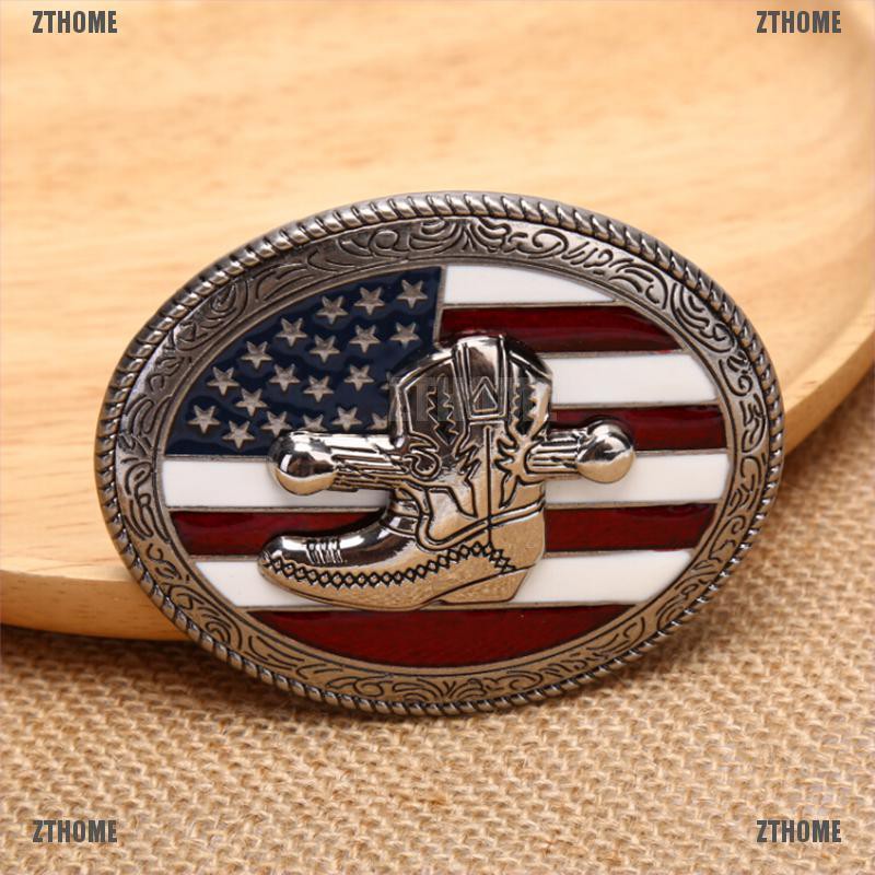 ZTHOME Retro American Flag Men's Belt Buckle Metal Alloy Western Cowboy Accessories