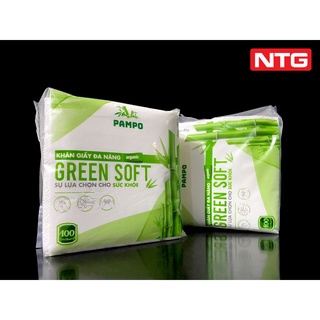 Khăn giấy vuông PAMPO GREEN SOFT (33x33cm), 100 tờ, giá tốt