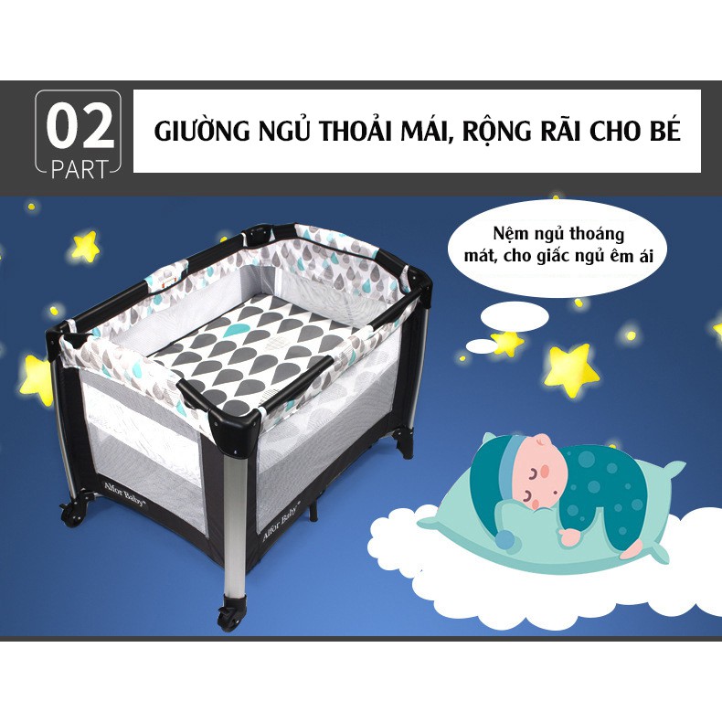 Giường cũi vải đa năng full phụ kiện, hàng xuất khẩu USA Alfor baby độc quyên phân phối