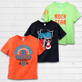 (MIKITI) Combo 3 áo bé Trai màu Cam, Đen và Xanh cốm kiểu Hàn Quốc HOT cho mùa hè sôi động.