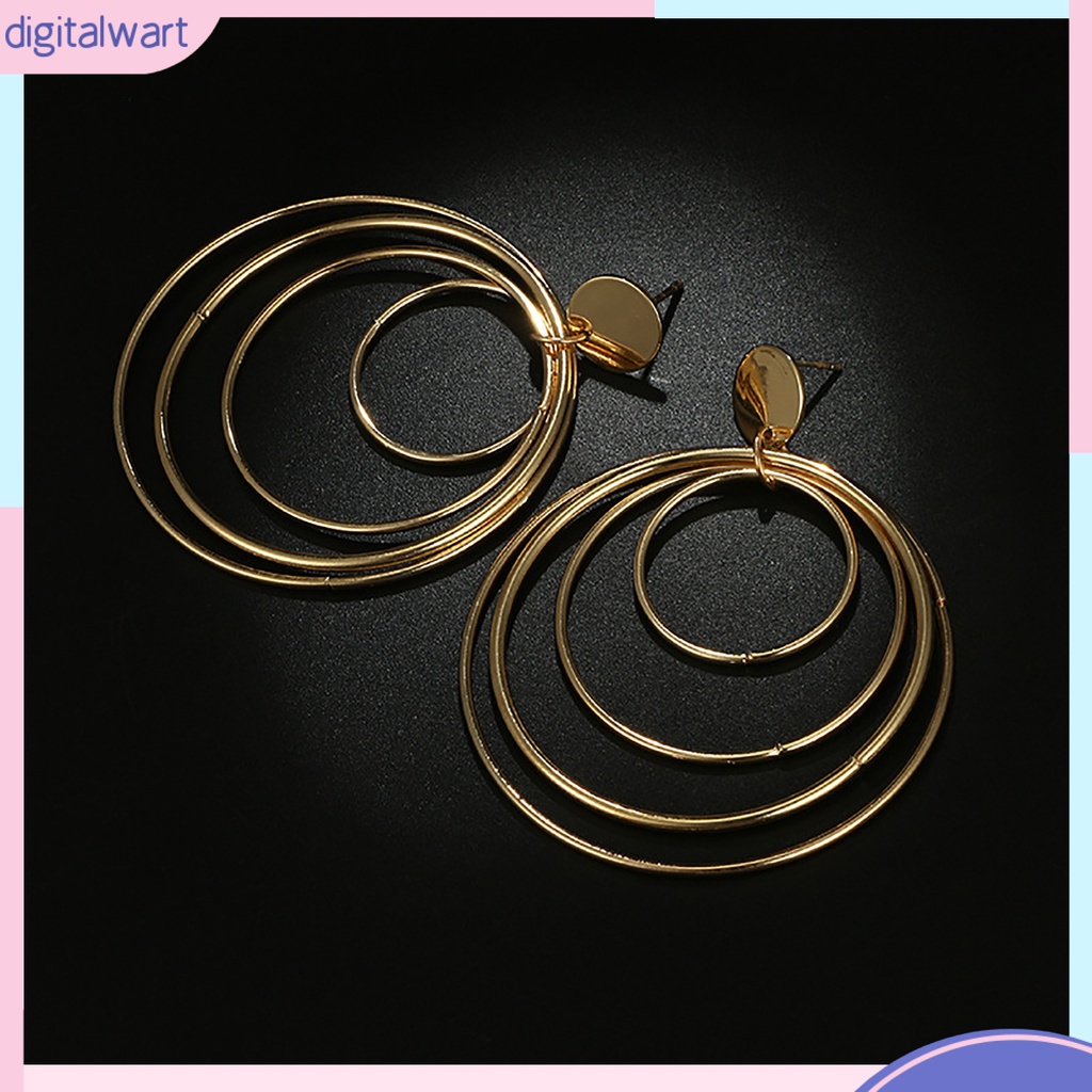 Khuyên tai vòng tròn nhiều lớp phong cách cổ điển thanh lịch dành cho nữ