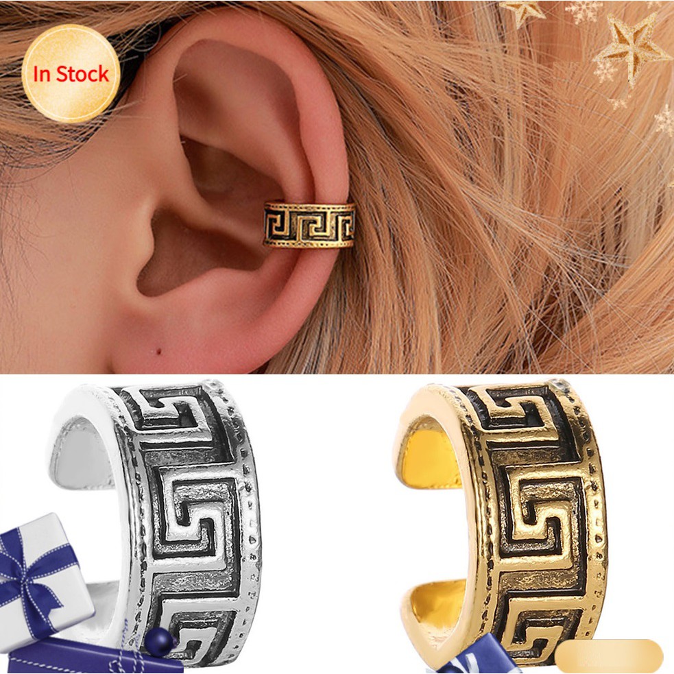 💥FOLLOW TẶNG 3K💥HÀNG CÓ SẴN💥 Khuyên Kẹp Vành Tai Họa Tiết Dân Tộc Chữ S Vuông Độc Đáo 💥CHỌN MẪU💥VOUCHER 100K💥