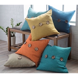 Vải linen dùng may gối. Tặng kèm khuy gỗ