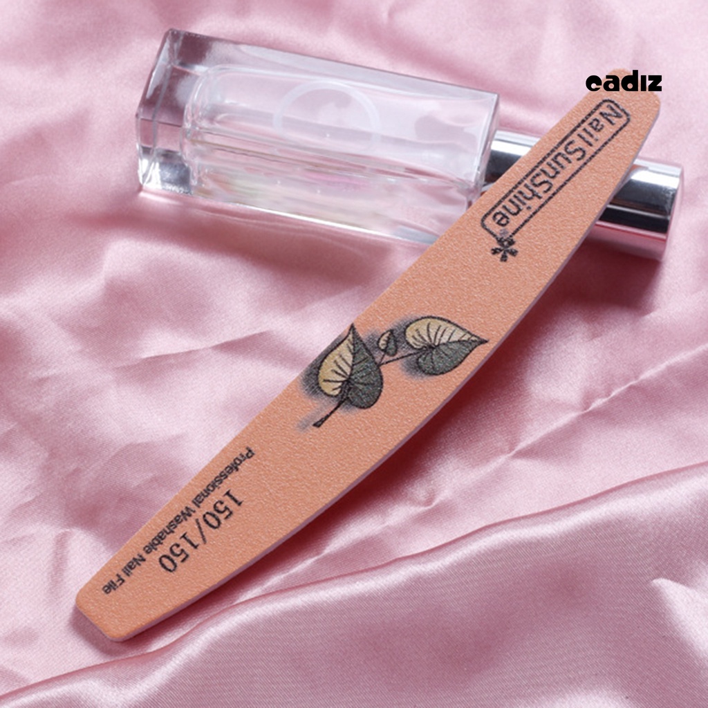 [Hàng mới về] Set 5 dũa móng tay 2 mặt hình bán nguyệt họa tiết lá cây thời trang