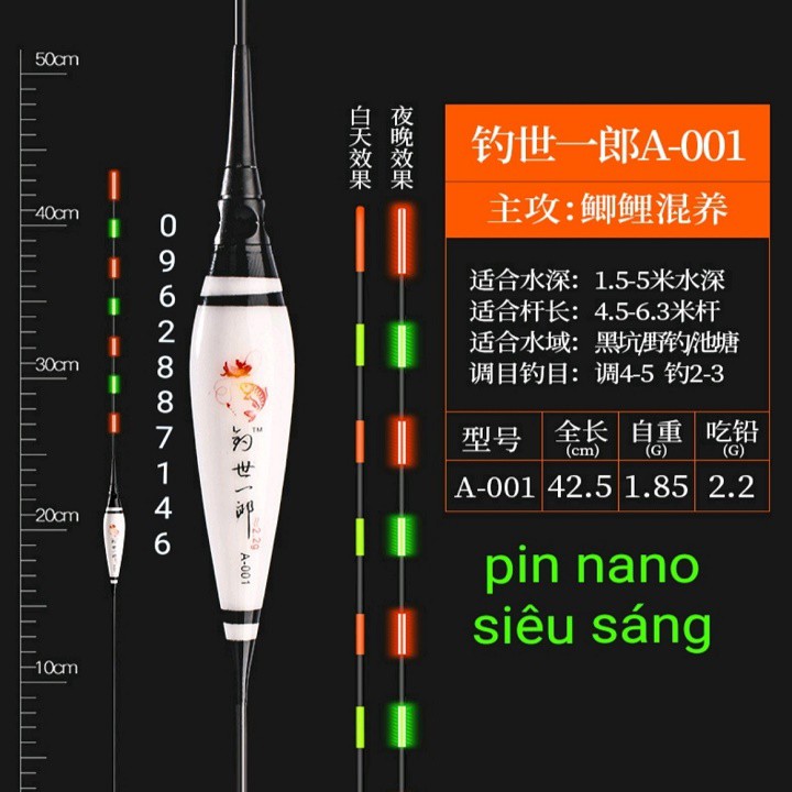 phao điện phao đài câu đêm cá chép tặng pin