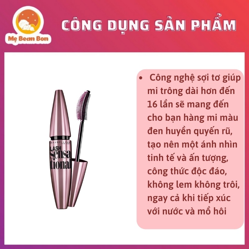 Chuốt mi Mascara Maybelline Lash Sensational, Mỹ