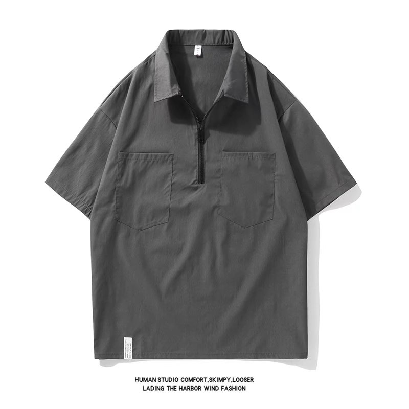 Áo Thun POLO Tay Ngắn Màu Sắc Trơn Phong Cách Hip hop Nhật Bản Thời Trang Mùa Hè Cho Nam