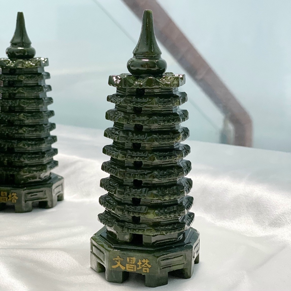 Tháp Văn Xương đá ngọc Serpentine - cao 15cm