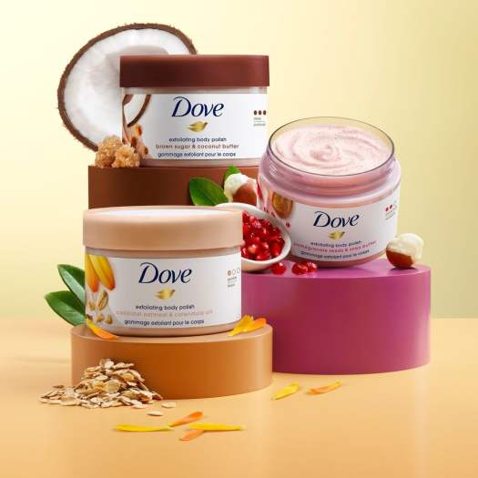 Kem Tẩy Da Chết Toàn Thân Dove (225ml, 298g) Cho Lan Da Mịn Màng &amp; Thơm Mát Bản Đức &amp; Mỹ