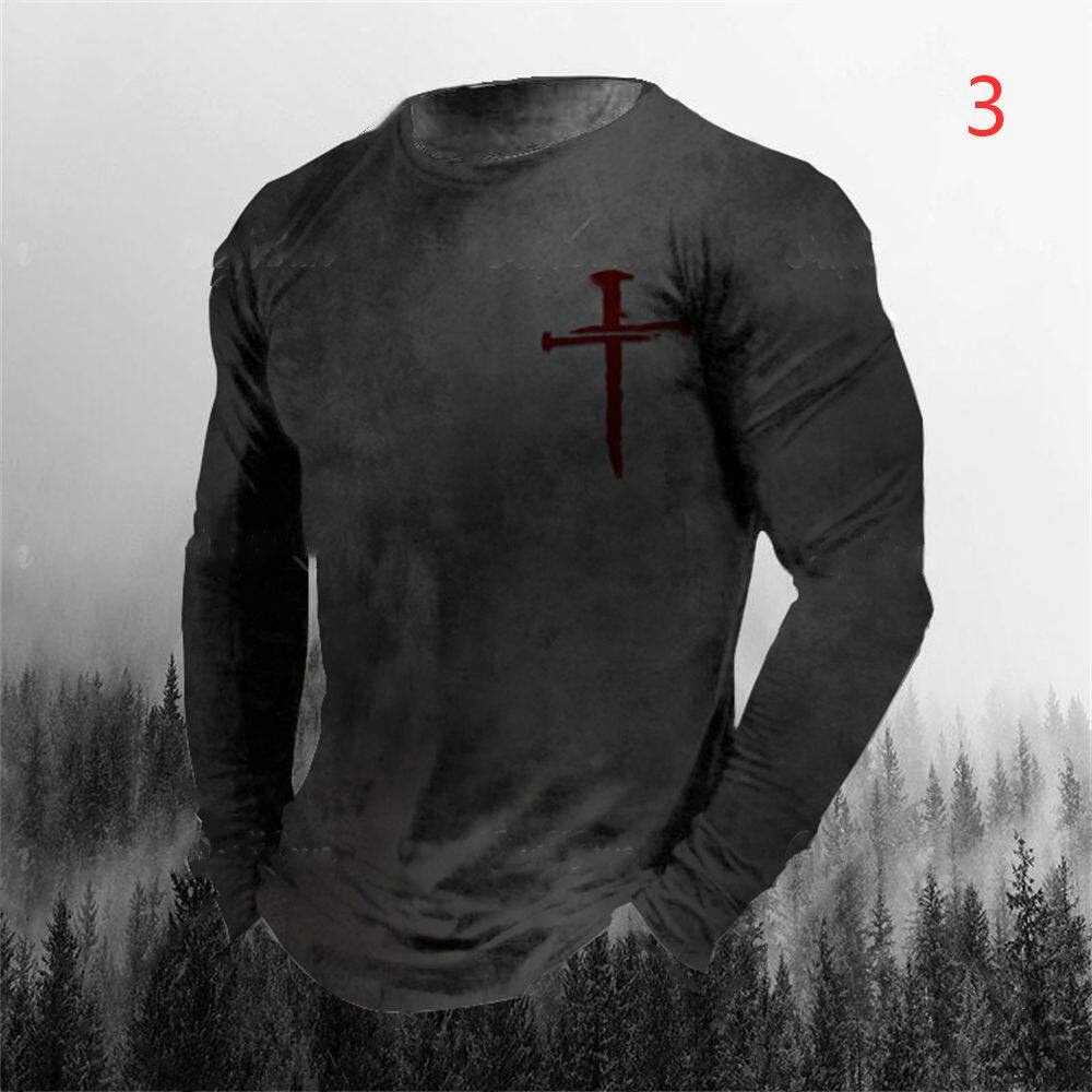 Áo Thun Tay Dài In Hình Đầu Lâu 3D Thời Trang Mùa Hè Cho Nam Size S-5XL