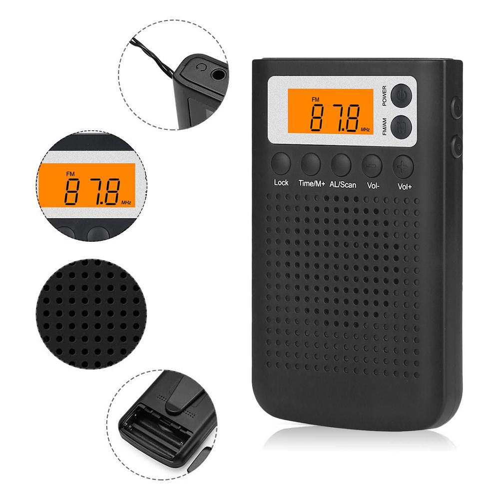 Mini Radio Portable Stereo Pocket Radio Speaker with Built-in Speaker Headphone Jack AM FM Alarm Clock Radio