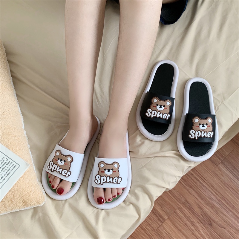 JY083-C3 GẤU SPNER Dép dễ thương cho nữ, dép tự thiết kế theo yêu cầu đính sticker hoạt hình dễ thương