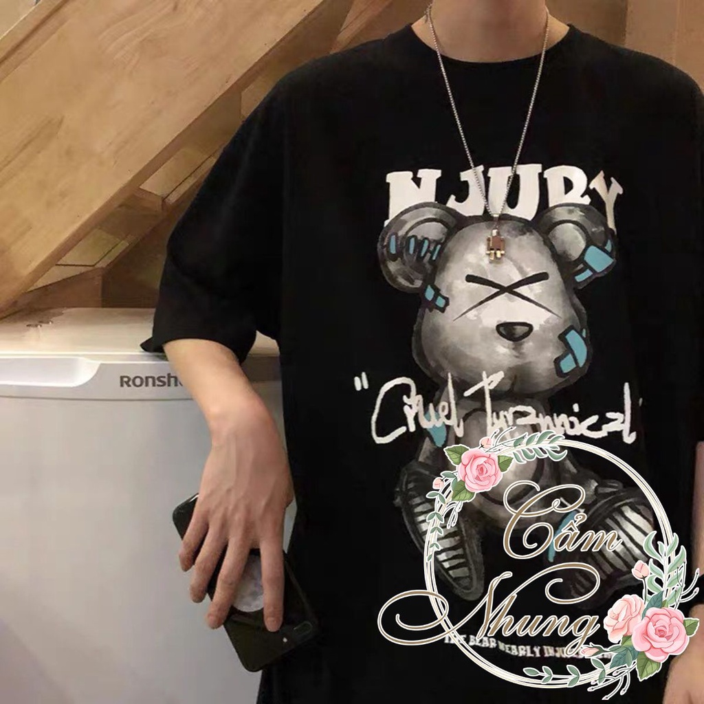 Áo Thun Tay Lỡ Gấu NJURY CAMNHUNG Áo Thun Nam Nữ Unisex Hot Hit