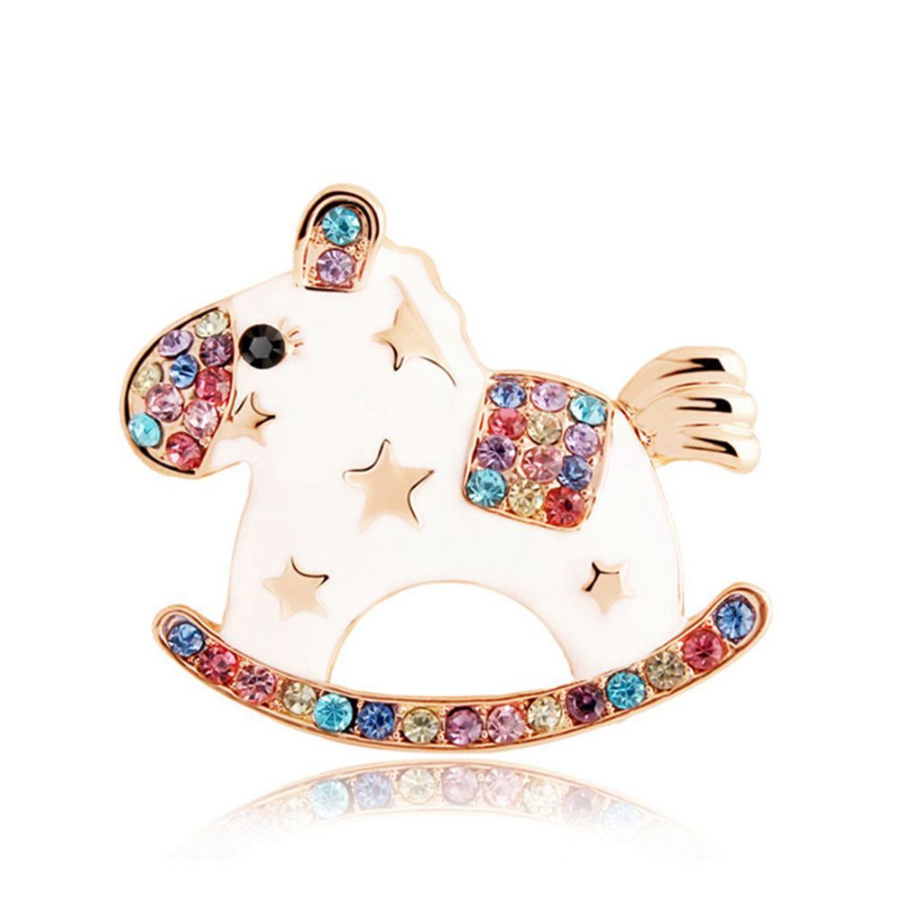 Trâm cài áo hình chú ngựa đính đá lấp lánh thời trang dành cho nữ