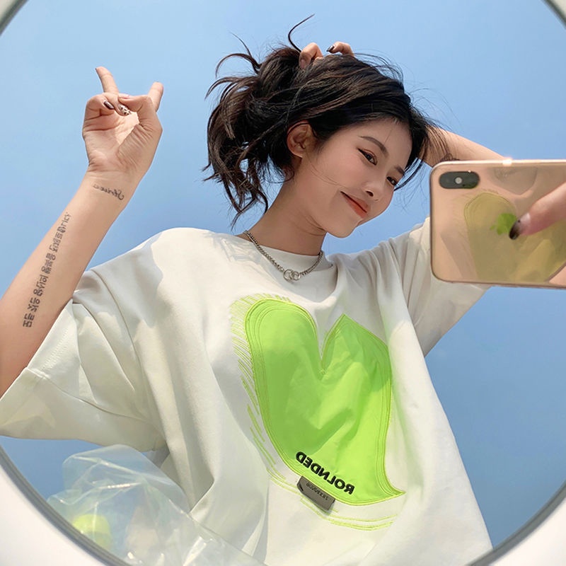 Mới Áo Thun Ngắn Tay Thêu Họa Tiết Xinh Xắn Cho Nữ